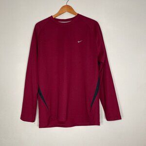 Nike Athletic Shirt Mens Large Maroon Red Long Sleeve Vintage Y2K Silver Tag